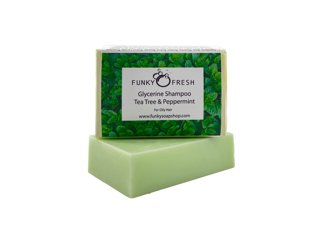 Glycerine Shampoo, Tea Tree & Peppermint For Oily Hair - Funky Soap Shop