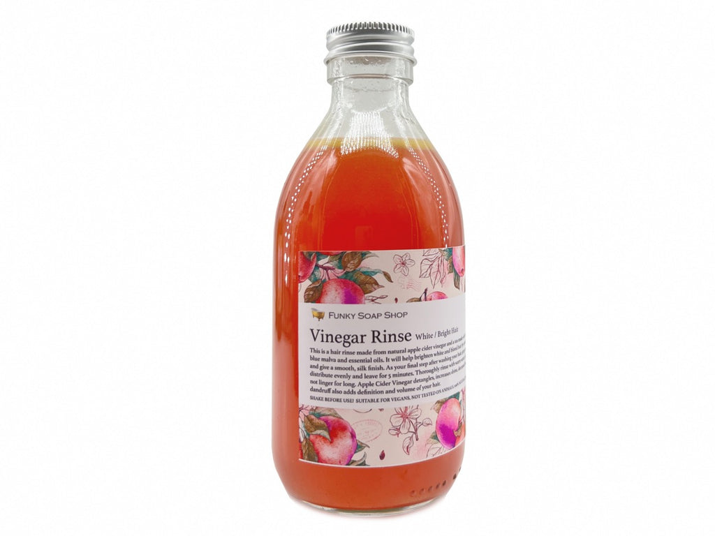 Vinegar Rinse For White/Bright Hair, Glass Bottle 250ml - Funky Soap Shop