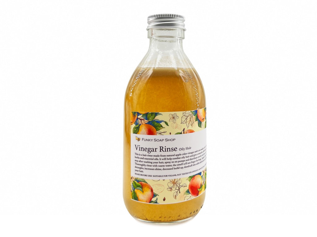Vinegar Rinse For Oily Hair, Glass Bottle 250ml - Funky Soap Shop