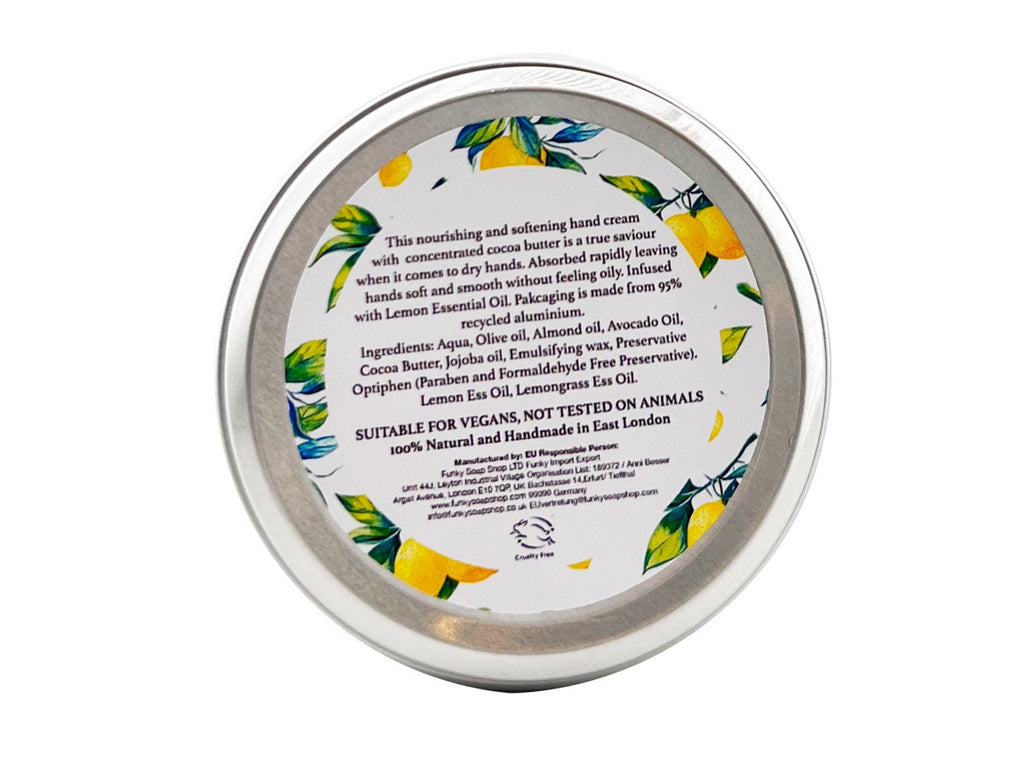 Cocoa Butter and Lemon Hand Cream, 70ml - Funky Soap Shop
