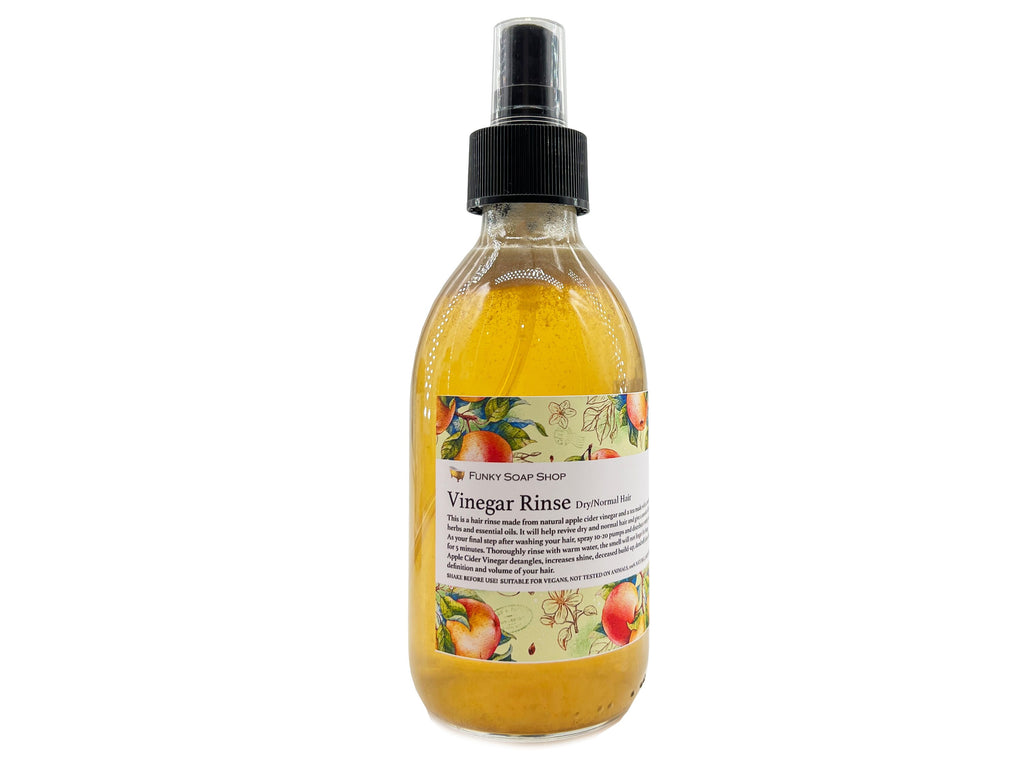Vinegar Rinse For Dry/Normal Hair, Glass Bottle 250ml - Funky Soap Shop