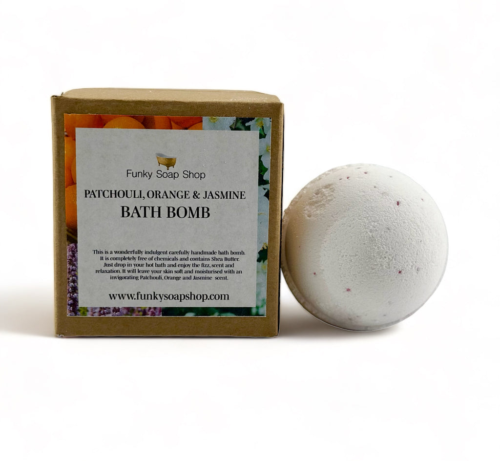 Patchouli, Orange & Jasmine Bath Bomb - Funky Soap Shop