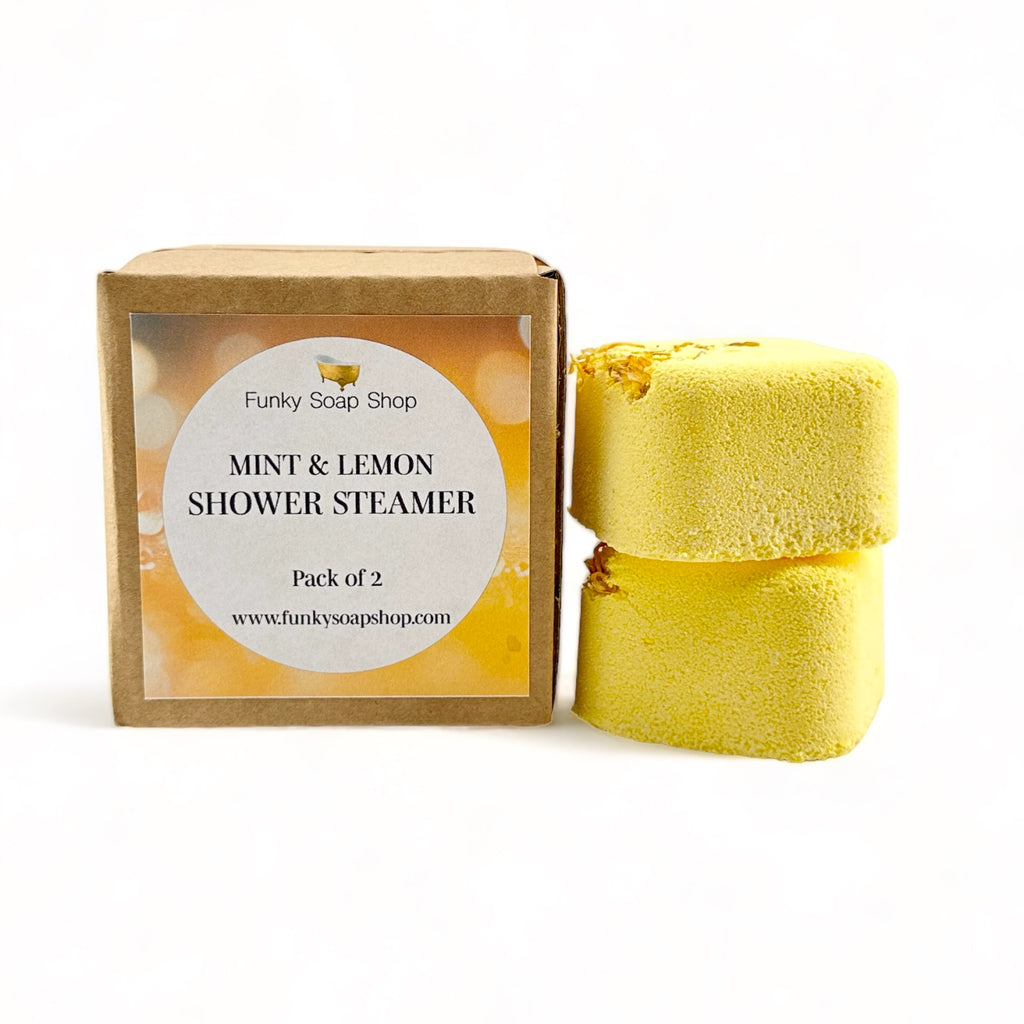 Mint & Lemon Shower Steamer, pack of 2 - Funky Soap Shop