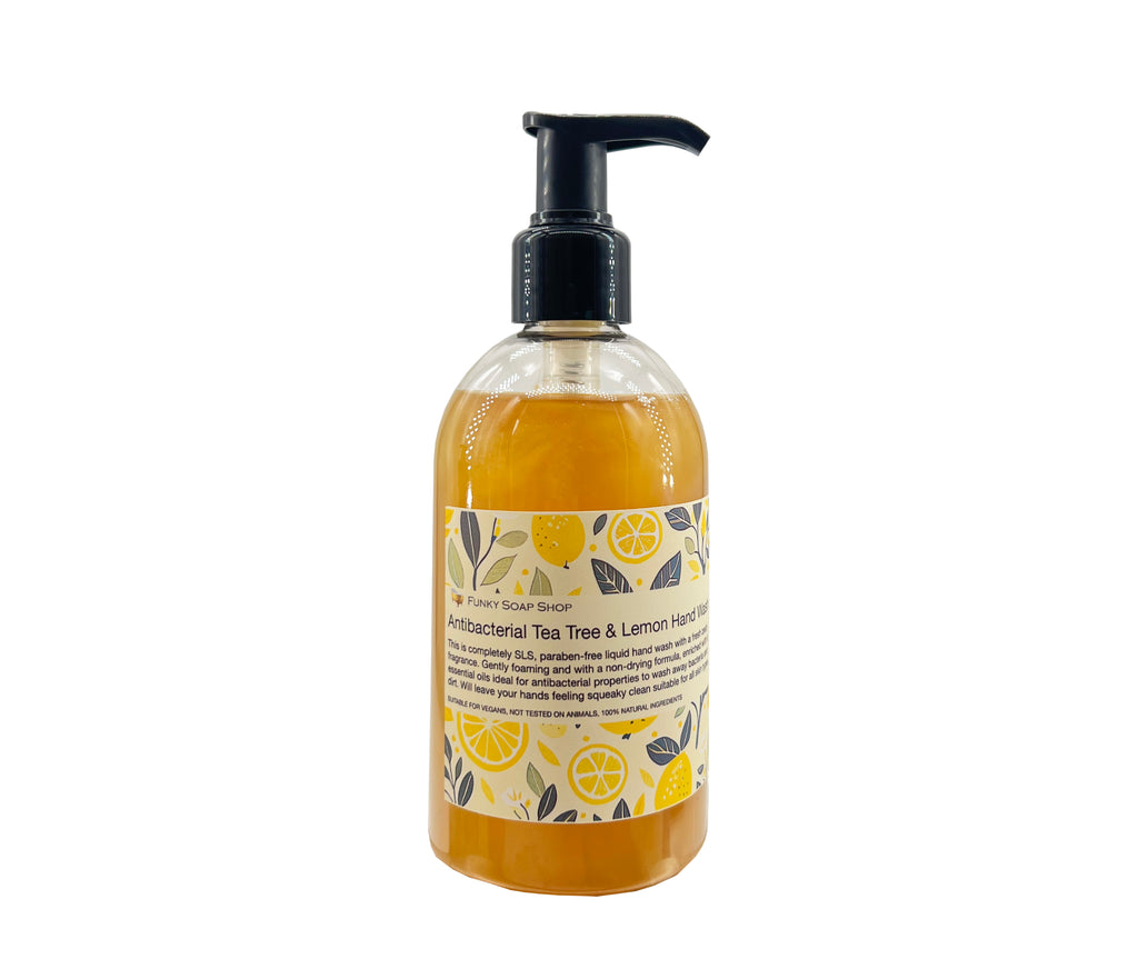 Lemon And Tea Tree Antibacterial Liquid Hand Wash, 250ml - Funky Soap Shop