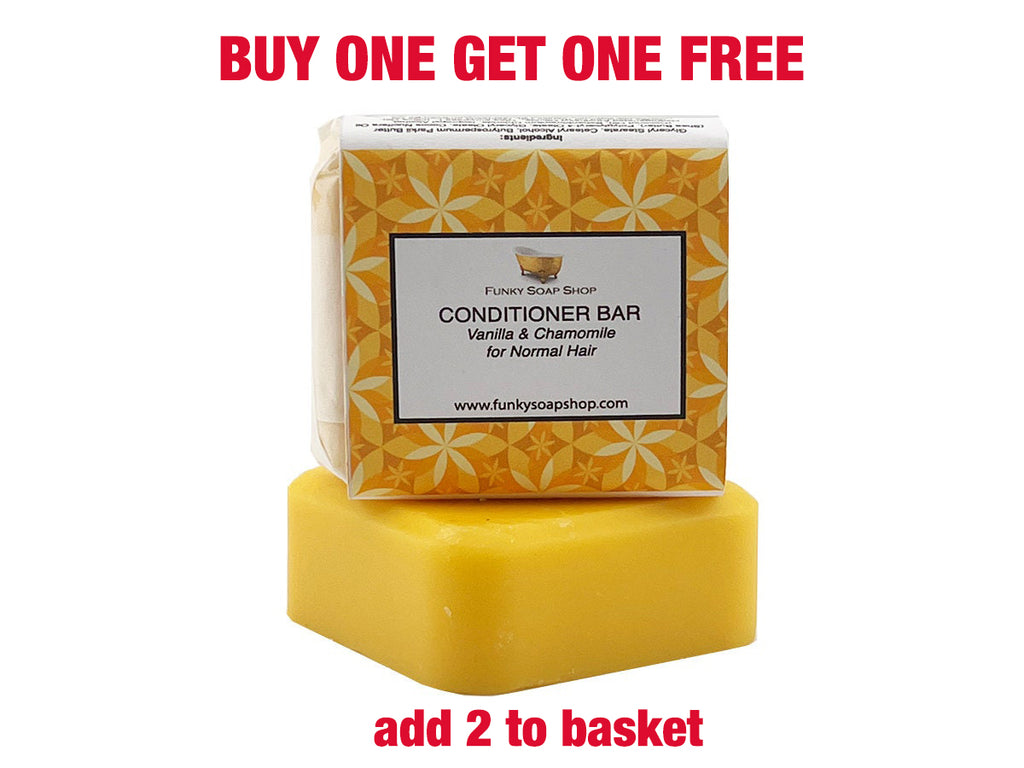 Solid Conditioner Bar Vanilla & Chamomile, For Normal Hair - Funky Soap Shop