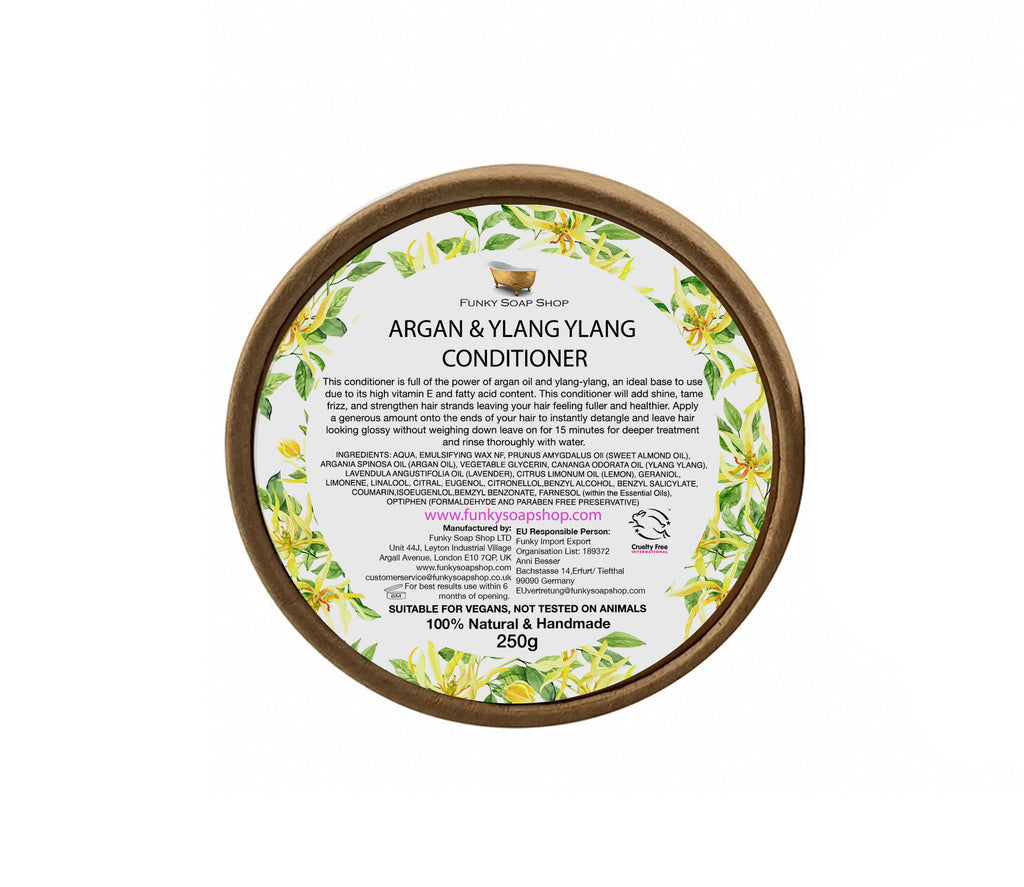 Argan Oil & Ylang Ylang Hair Conditioner, Kraft Tub - Funky Soap Shop