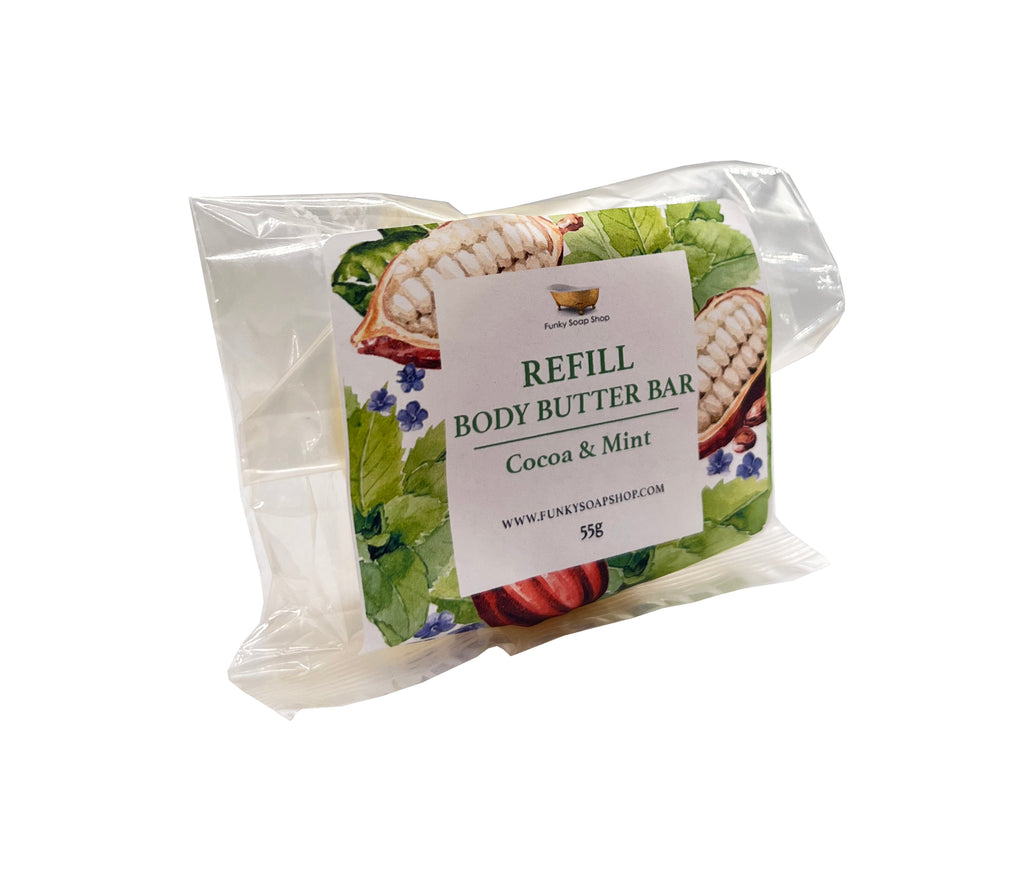 REFILL Body Butter Bar - Cocoa & Mint - Funky Soap Shop
