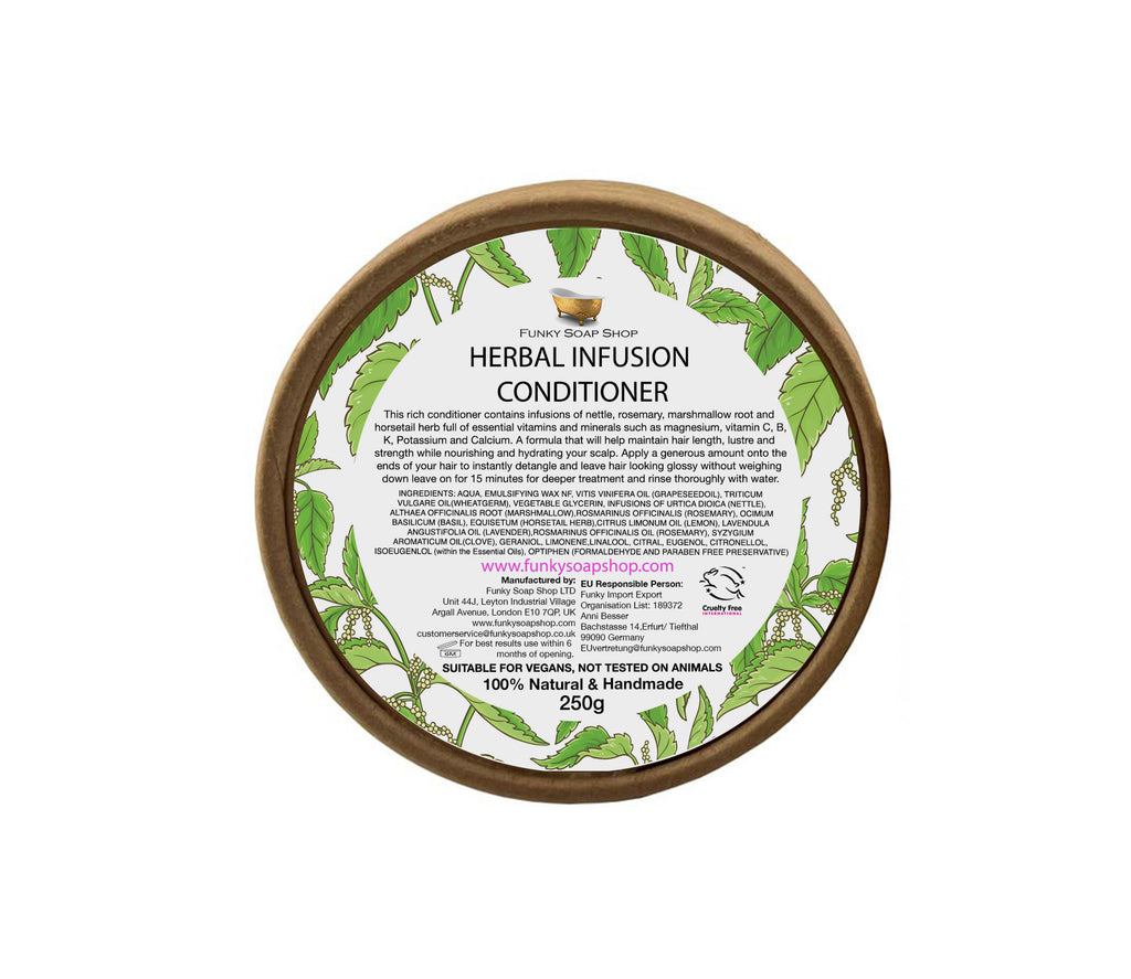 Herbal Infusion & Vitamin E Hair Conditioner, Kraft Tub - Funky Soap Shop