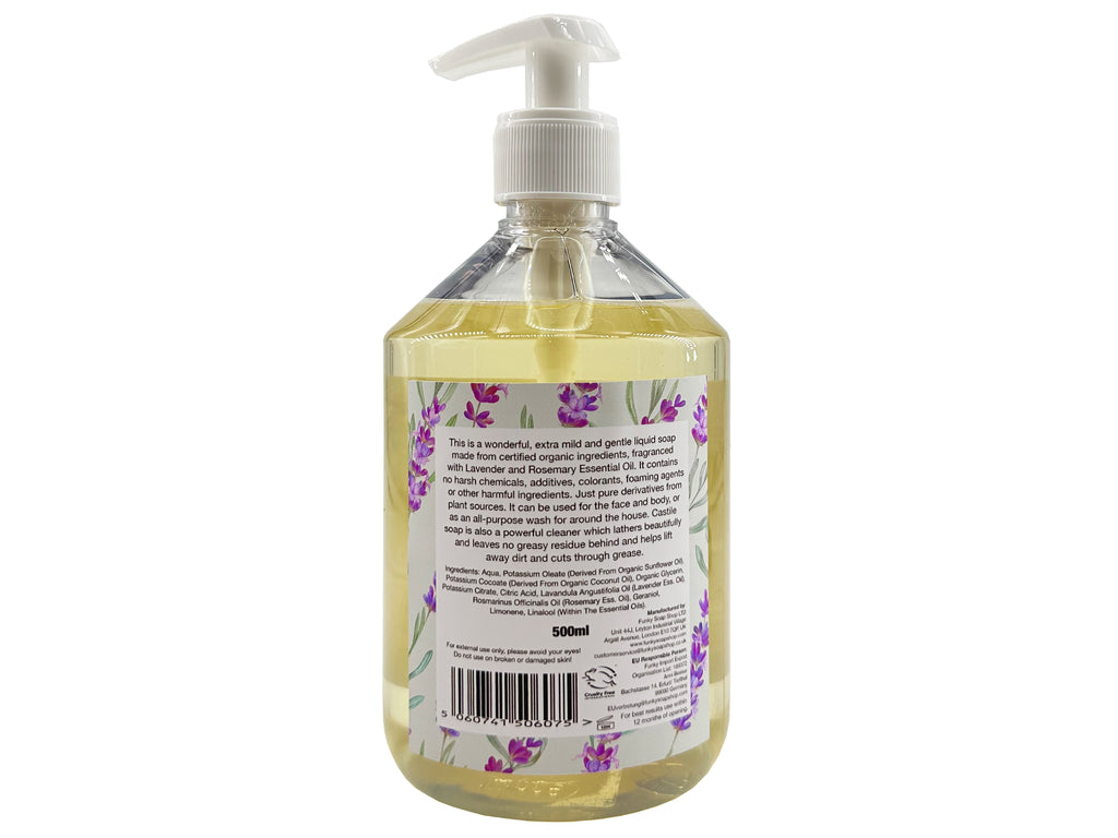 Organic Liquid Castile Soap with Lavender & Rosemary - Funky Soap Shop