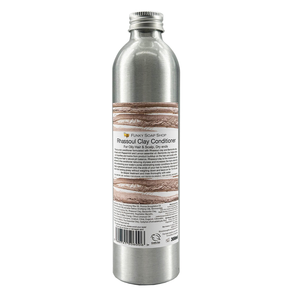 Rhassoul Clay Hair Conditioner, Refillable Aluminium Bottle - Funky Soap Shop