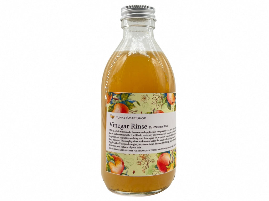 Vinegar Rinse For Dry/Normal Hair, Glass Bottle 250ml - Funky Soap Shop