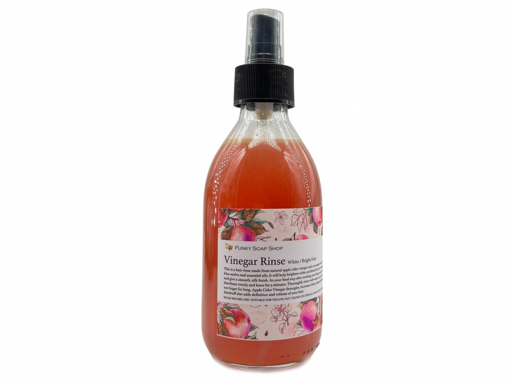 Vinegar Rinse For White/Bright Hair, Glass Bottle 250ml - Funky Soap Shop