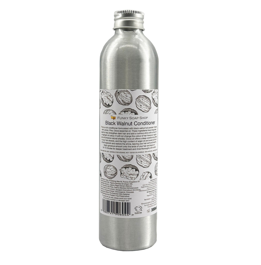 Black Walnut Hair Conditioner, Refillable Aluminium Bottle - Funky Soap Shop