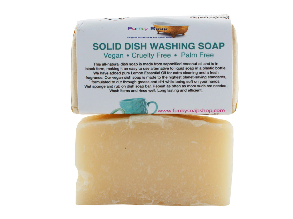 Vegan Solid Dish Washing Soap, Handmade And Natural, Approx 65g - Funky Soap Shop