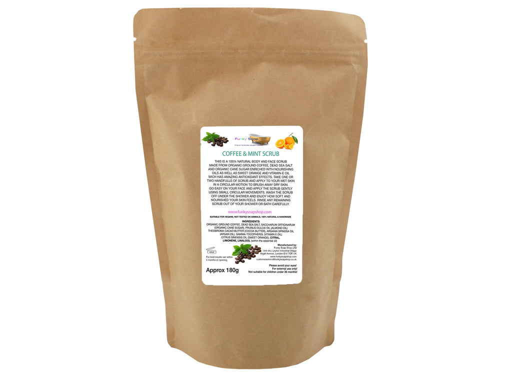 Coffee & Orange Body and Face Scrub, 100% Natural, 180g - Funky Soap Shop