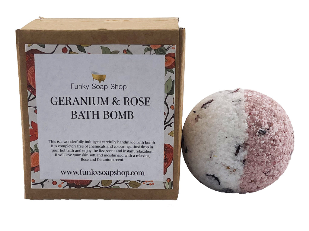 Geranium and Rose Bath Bomb - Funky Soap Shop