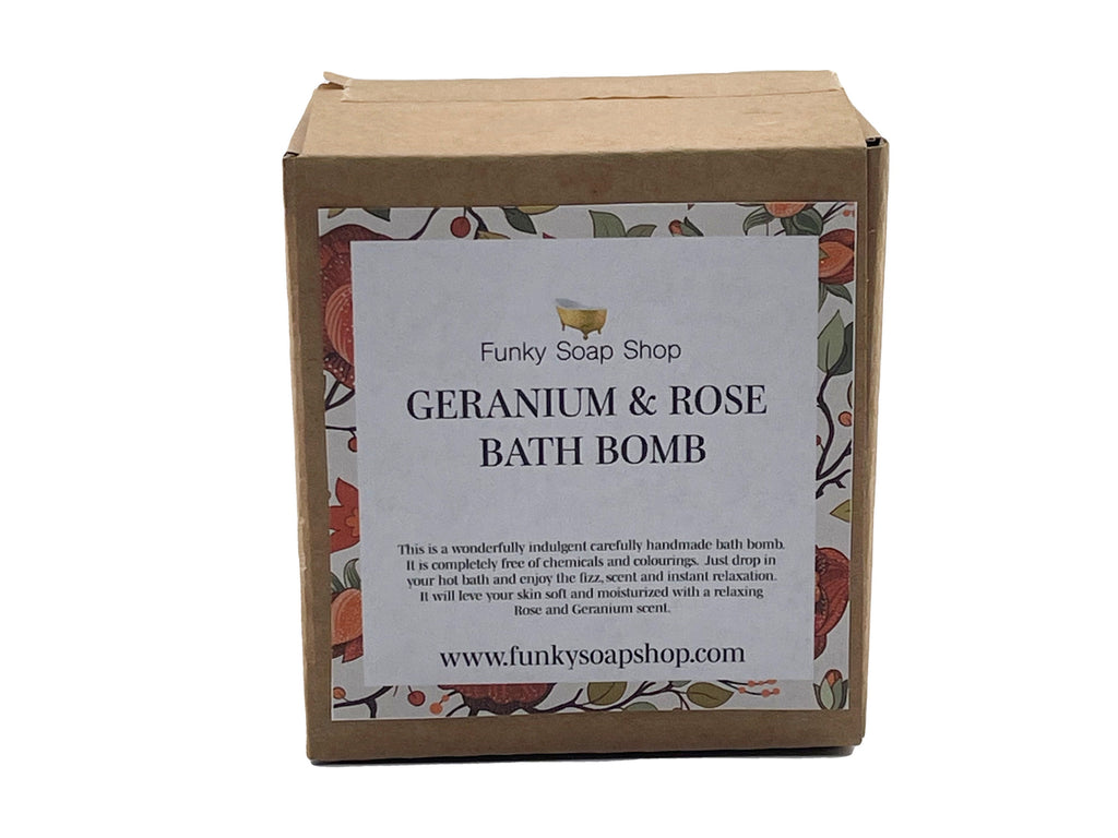 Geranium and Rose Bath Bomb - Funky Soap Shop