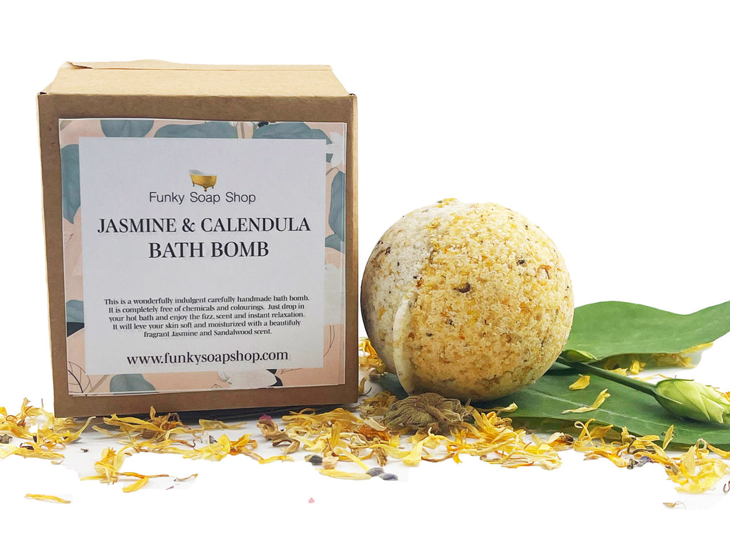 Jasmine and Calendula Bath Bomb - Funky Soap Shop