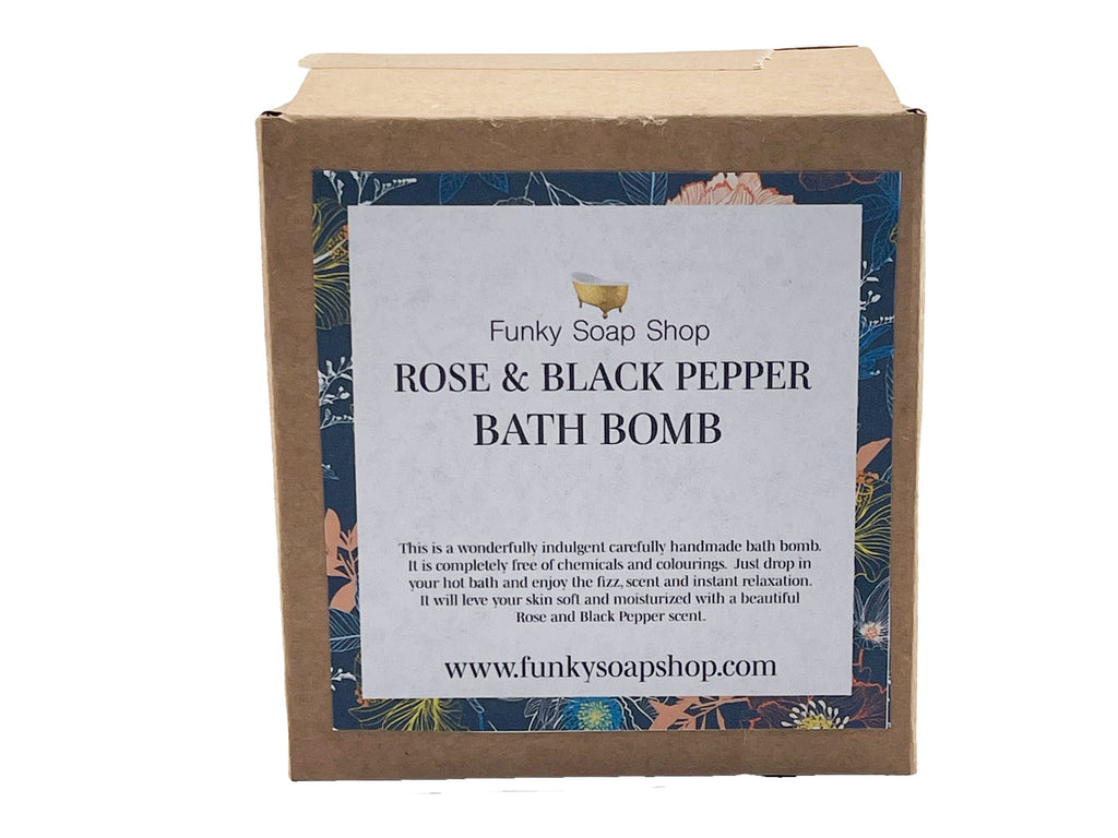 Rose and Black Pepper Bath Bomb - Funky Soap Shop