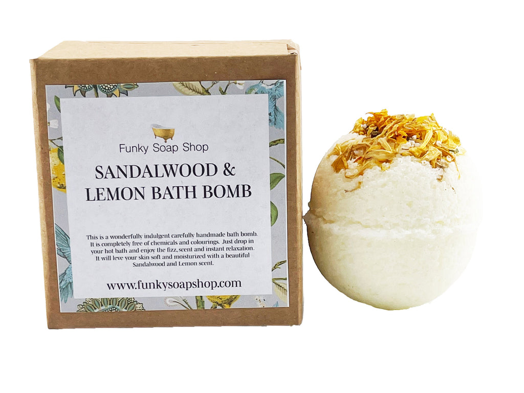 Sandalwood and Lemon Bath Bomb - Funky Soap Shop