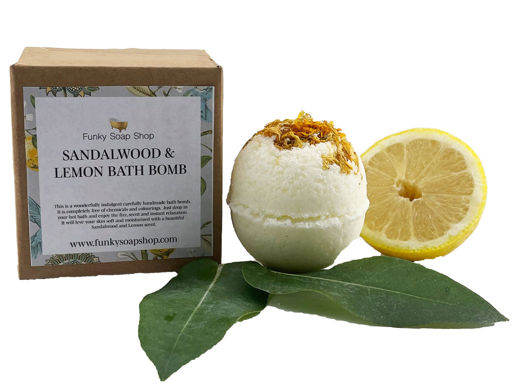 Sandalwood and Lemon Bath Bomb - Funky Soap Shop