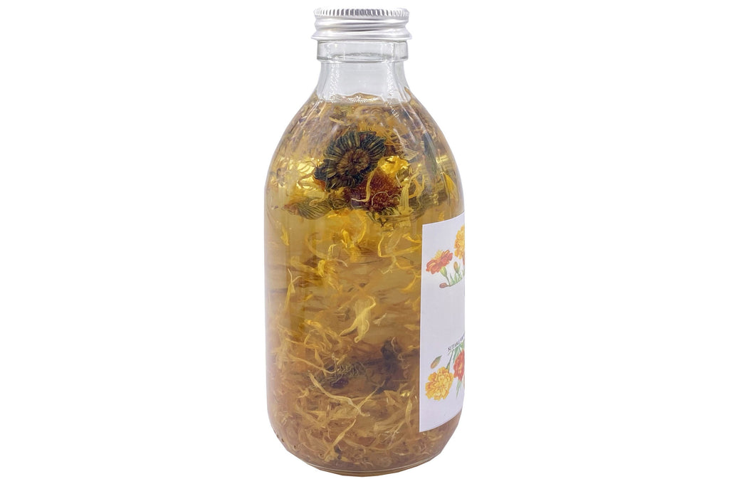 Calming Calendula Massage Body Oil infused with Calendula Petals, 250ml - Funky Soap Shop