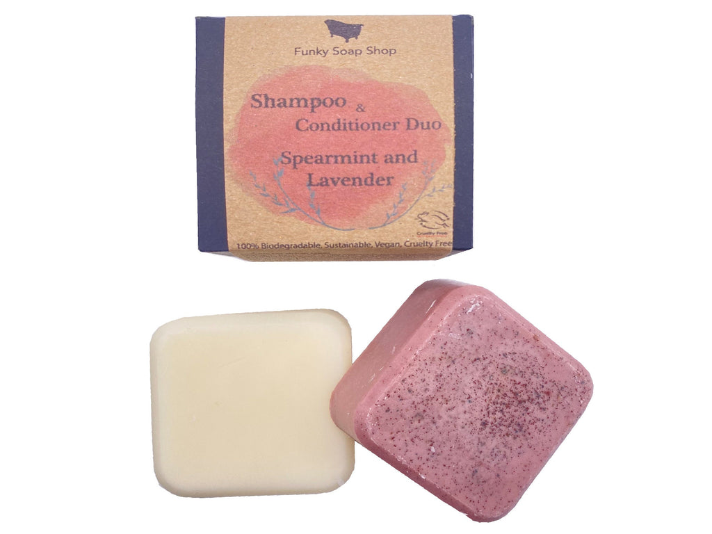 Shampoo & Conditioner DUO, Spearmint and Lavender Essential Oil, 60g/40g - Funky Soap Shop