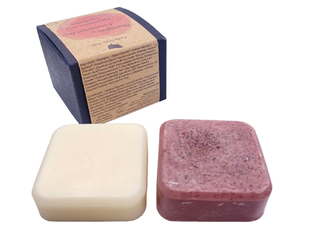 Shampoo & Conditioner DUO, Spearmint and Lavender Essential Oil, 60g/40g - Funky Soap Shop