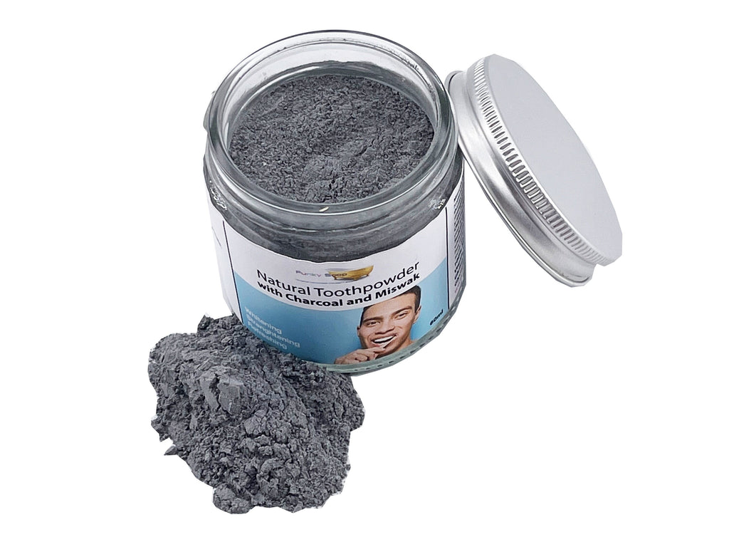 Charcoal and Miswak Natural Tooth Powder, 60ml - Funky Soap Shop