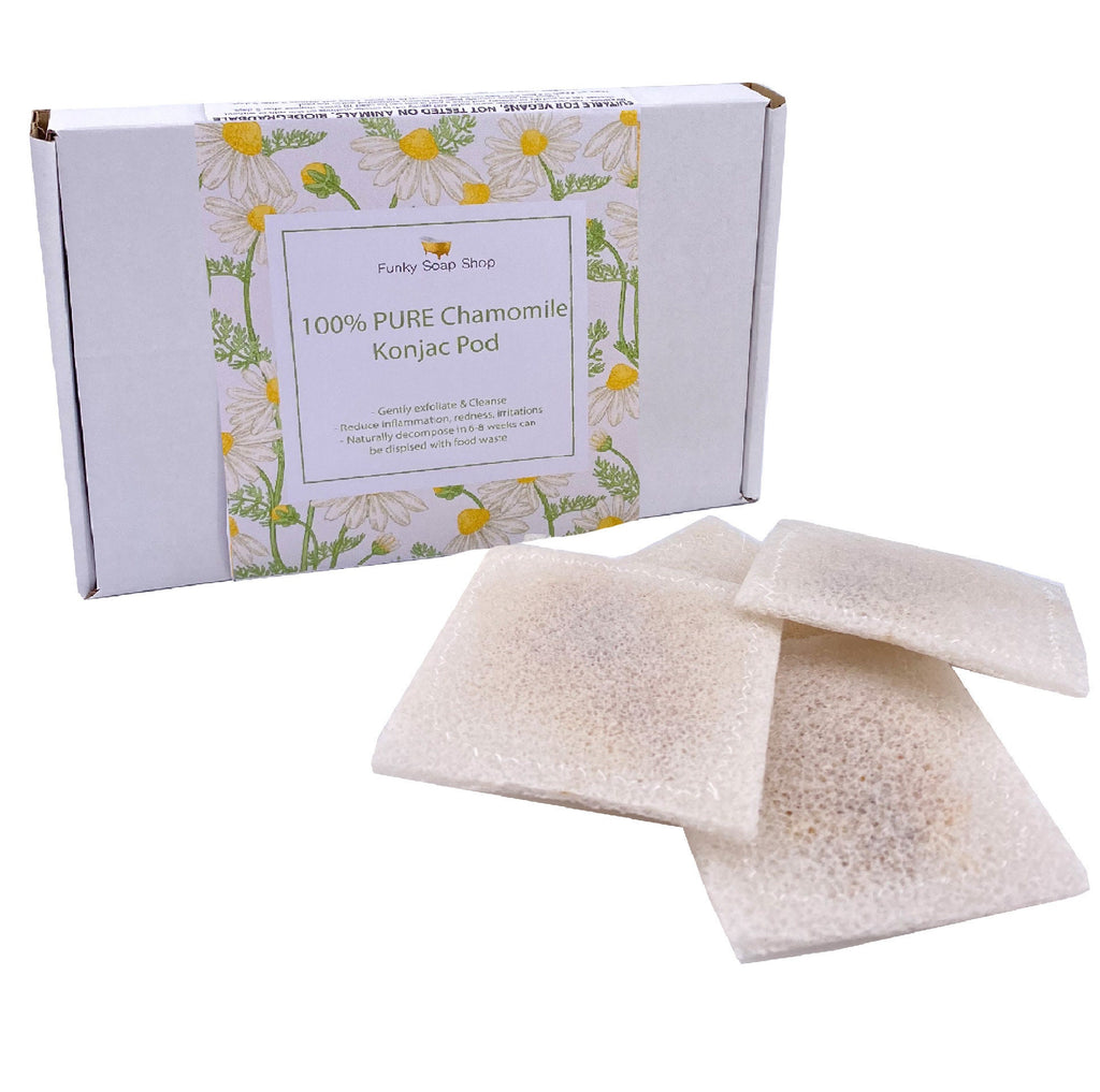 100% PURE Chamomile Konjac Pod, Biodegradable Face Cleansing - Funky Soap Shop