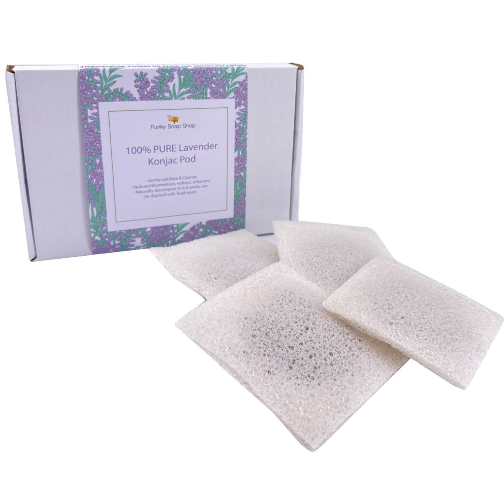 100% PURE Lavender Konjac Pod, Biodegradable Face Cleansing - Funky Soap Shop