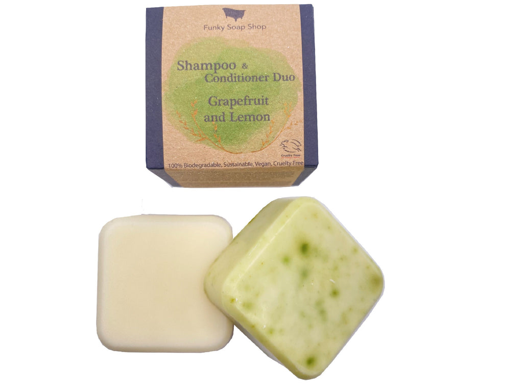 Shampoo & Conditioner DUO, Grapefruit and Lemon Essential Oil, 60g/40g - Funky Soap Shop