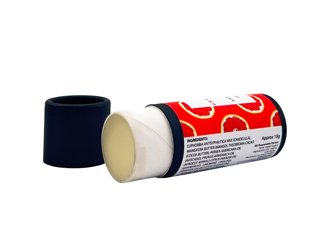 Grapefruit & Cocoa Butter Vegan Lip Balm, Biodegradable Cardboard tube, 15g - Funky Soap Shop