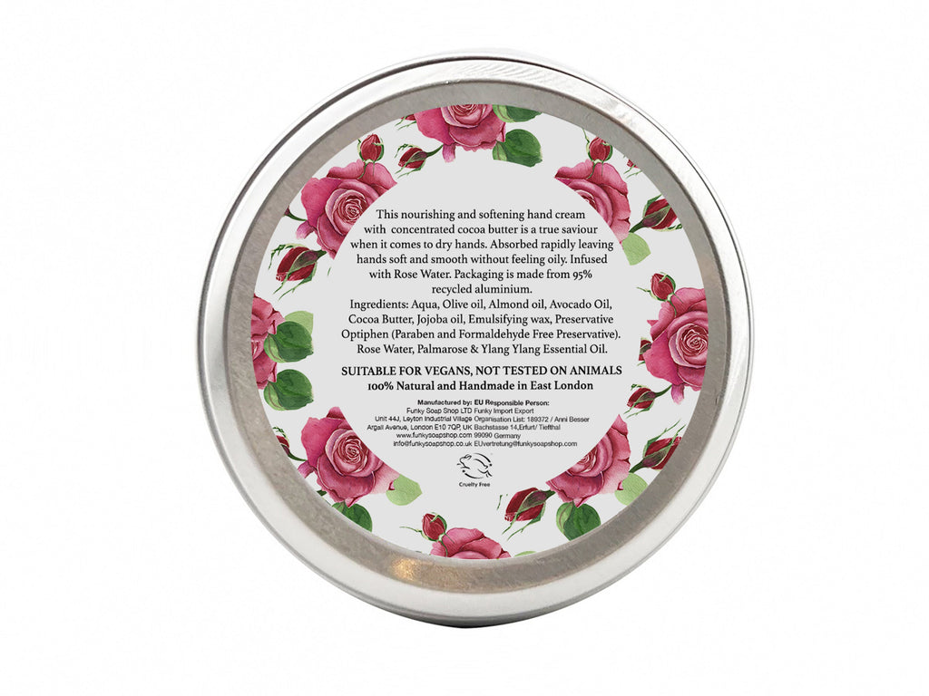 Cocoa Butter & Rosewater Hand Cream, 1 Tub Of 70g - Funky Soap Shop