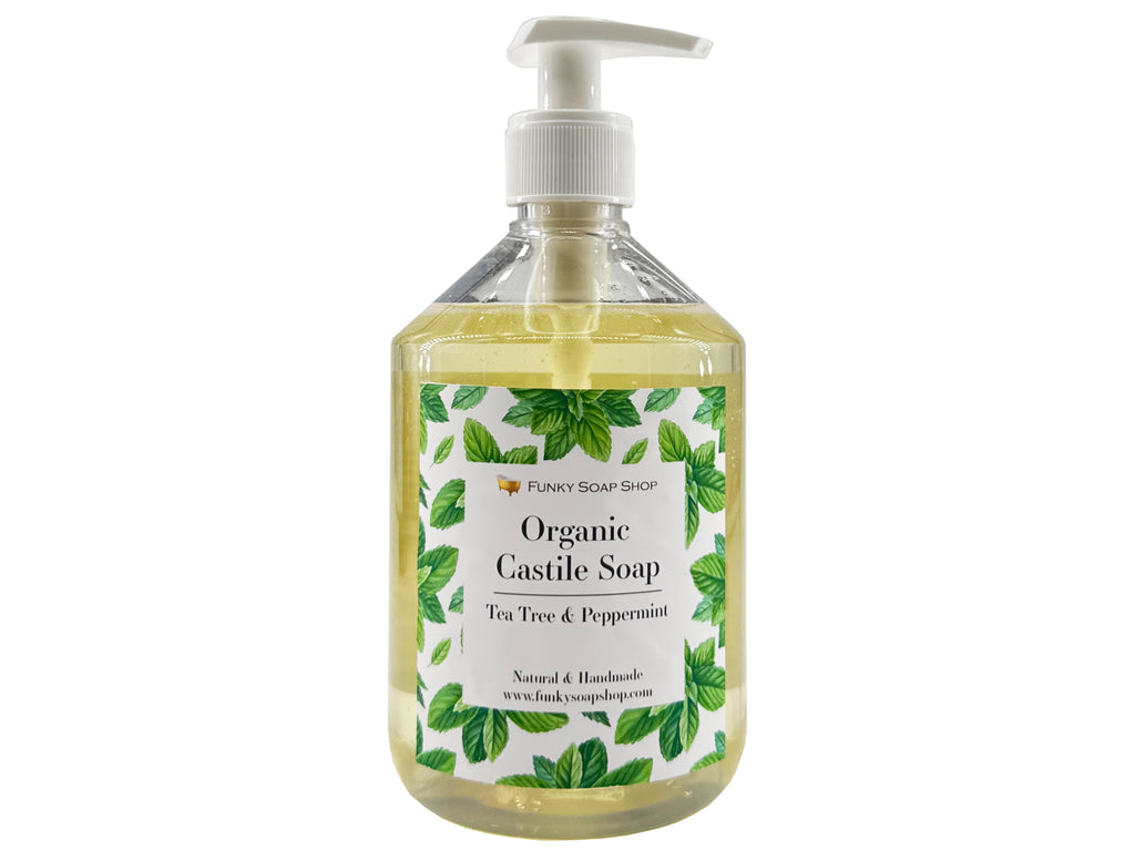 Organic Liquid Castile Soap with Tea Tree & Peppermint - Funky Soap Shop
